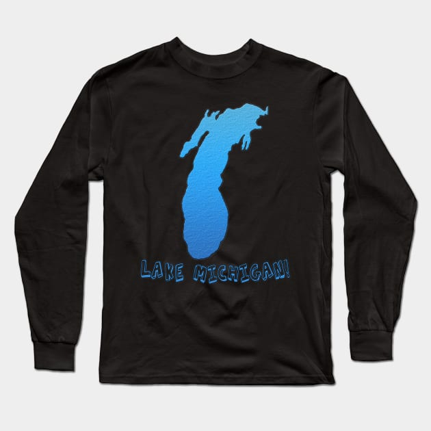 Lake Michigan Great Lakes Outline Long Sleeve T-Shirt by gorff